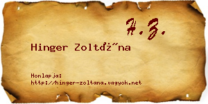 Hinger Zoltána névjegykártya